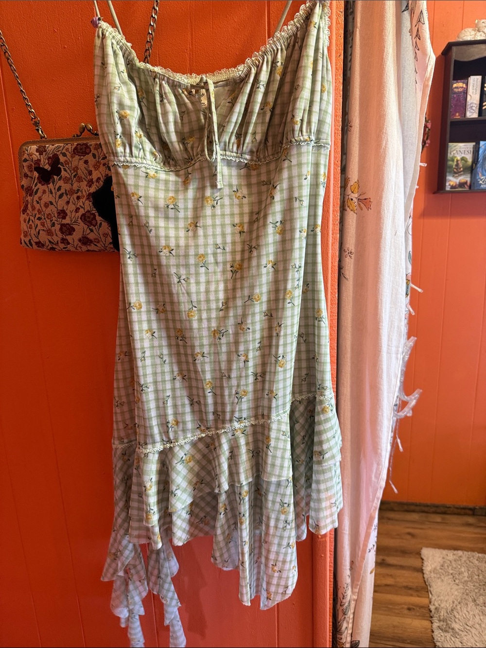 Urban Outfitters Gingham Floral Mini Dress
